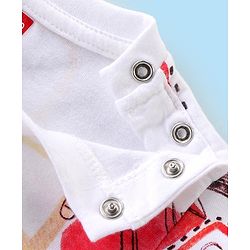 Babyhug Cotton Knit Full Sleeves Night Suit with Construction Vehicle Print - White