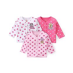 Babyhug Disney Interlock Full Sleeves Jhablas with Heart Star & Minnie Mouse & Friends Graphic Pack of 3 - Multicolor