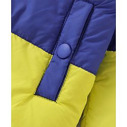 Babyhug Full Sleeves Front Open Padded Hooded Jacket with Colour Block Design & Patch Detailing - Multicolour