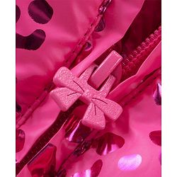 Babyhug Woven Full Sleeves Padded Hooded Jacket With Metallic Print & Bow Applique - Pink