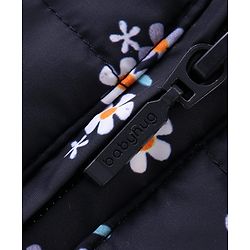 Babyhug Full Sleeves Front Open Padded Hooded Jacket with Floral Print - Blue
