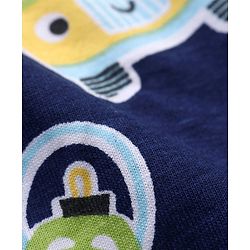 Babyhug Cotton Knit Full Sleeves Night Suit with Cartoon Print - Navy Blue