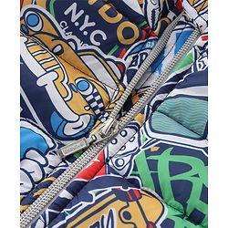 Babyhug Woven Full Sleeves Printed Padded Hooded Jacket- Multicolor
