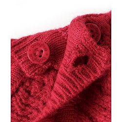Babyhug Knitted Sleeveless Pullovers Sweater With Cable Knit Design - Red