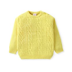 Babyhug Knitted Full Sleeves Pullover Sweater With Cable Knit Design - Yellow