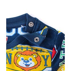 Babyhug Cotton Knit Full Sleeves Night Suit With Varsity Print - Navy