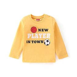 Babyhug Cotton Knit Full Sleeves T-Shirt with Text Graphics - Yellow