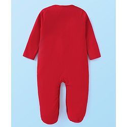 Babyhug Cotton Knit Full Sleeves Sleep Suits With Stripes Design & Animals Print Pack Of 2 - White & Red