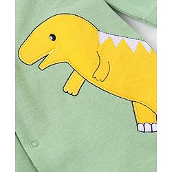 Babyhug Cotton Knit Full Sleeves Striped & Dino Printed Sleep Suits Pack of 2 - Yellow & Green
