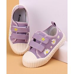 Cute Walk by Babyhug Causal Shoes with Velcro Closure & Floral Print - Purple