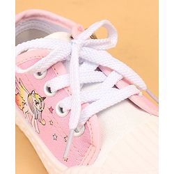 Cute Walk by Babyhug Lace Up Causal Shoes With Unicorn Print - Black