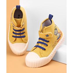 Cute Walk by Babyhug Causal Shoes with Velcro Closure & Dino Print - Yellow