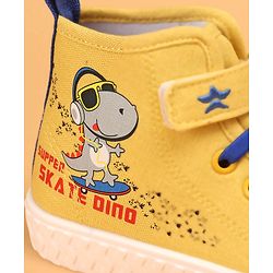 Cute Walk by Babyhug Causal Shoes with Velcro Closure & Dino Print - Yellow