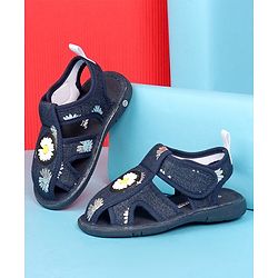 Cute Walk by Babyhug Sandals With Velcro Closure & Floral Applique - Navy