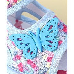 Cute Walk by Babyhug Velcro Closure Sandals with Butterfly Applique - Blue