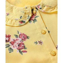 Babyhug Rayon Full Sleeves Front Open Top with Floral Print - Yellow