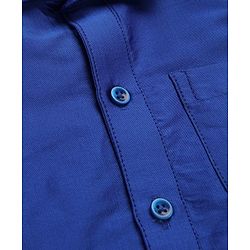 Babyhug Woven Half Sleeves Solid Shirt & Mundu Set - Blue