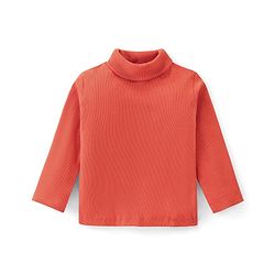 Babyhug Cotton Knit Full Sleeves Turtle Neck Solid Colour Skivi T-Shirt- Orange