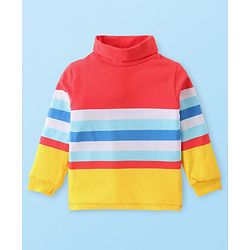 Babyhug Cotton Knit Full Sleeves Striped Skivi T-Shirt - Yellow