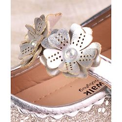 Cute Walk by Babyhug Ballerina with Velcro Closure & Floral Applique - Silver