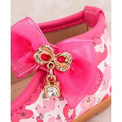Cute Walk by Babyhug Velcro Closure Ballerina With Bow Applique - Blue