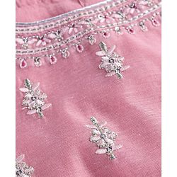 Babyhug Woven Sleeveless Embroidered Choli with Net Lehenga and Sequinned Detailing Dupatta Set - Pink