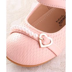 Cute Walk by Babyhug Velcro Closure Ballerina with Pearls & Heart Applique - Pink
