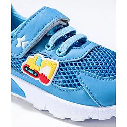 Cute Walk by Babyhug Sneaker Shoes with Vecro Closure & Construction Vehicle Appliques - Blue