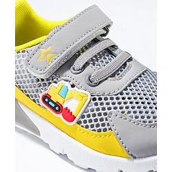 Cute Walk by Babyhug Sneaker Shoes with Vecro Closure & Construction Vehicle Appliques - Blue