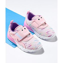 Cute Walk by Babyhug Velcro Closure Sneaker Shoes With Animal Print - Pink