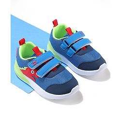 Cute Walk by Babyhug Velcro Closure Sneakers With Dino Patch Applique - Blue