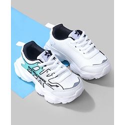 Cute Walk by Babyhug Lace Up Sneakers - White & Green