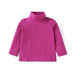 Babyhug Cotton Knit Full Sleeves Star Printed Skivi T-Shirt - Fuchsia