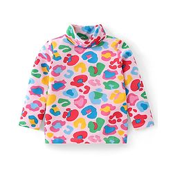 Babyhug Cotton Knit Full Sleeves Skivi T-Shit With Leopard Print - Pink