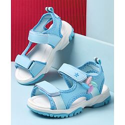 Cute Walk by Babyhug Sandals with Velcro Closure & Floral Applique - Blue