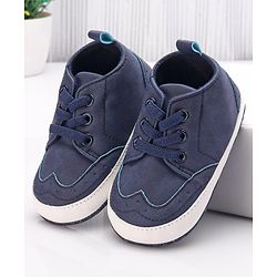 Cute Walk by Babyhug Booties with Lace Up Closure- Blue