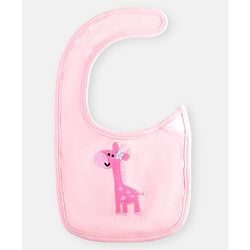 Babyhug Cotton Bibs Dinosaur Embroidery Set of 3 - Pink & White