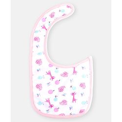 Babyhug Cotton Bibs Dinosaur Embroidery Set of 3 - Pink & White