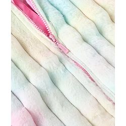 Babyhug Woven Full Sleeves Hooded Fur Jacket with Stripe Design - Yellow & Pink