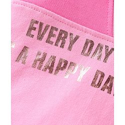 Babyhug Terry Knit Full Sleeves Cut & Sew Hooded Sweatshirt with Text Print & Joggers - Pink
