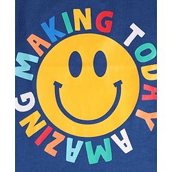 Babyhug Cotton Knit Full Sleeves Smiley Printed Shirt with T-Shirt - Navy Blue White & Yellow