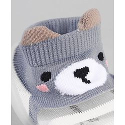 Cute Walk by Babyhug Slip On Socks Shoes with Teddy Bear Design - Blue