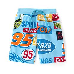 Babyhug Disney Cotton Knit Above Knee Length Shorts With Cars Graphics - Blue