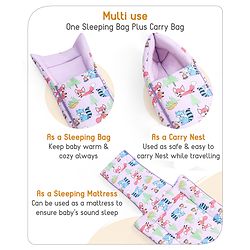 Babyhug Premium Bedding Super Saver Combo Fox Print Set of 3 - Lilac| 100% Cotton Fabric| New Born Gifting Option| For Boys and Girls| Pillows and Bolsters| Light Weight and Travel Friendly| Baby Safe Material| Delicate on Baby's skin| Breathable Fab
