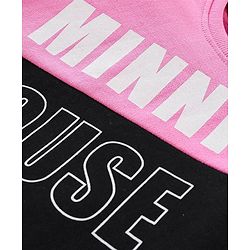 Babyhug Disney Terry Knit Drop Shoulder Full Sleeves Sweatshirt & Lounge Pants Set With Minnie Mouse Graphics & Cut & Sew Detailing - Black & Pink