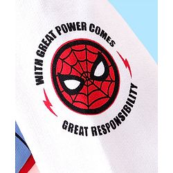 Babyhug Marvel Full Sleeves Front Open Hooded Sweat Jacket With Front and Back Spider Man Graphic, Embroidery Detailing - Red