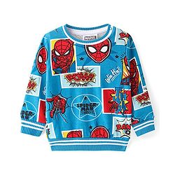 Babyhug Marvel Terry Knit Full Sleeves Sweatshirt with Spider Man Graphics - Blue