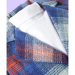 Babyhug Woven Solid T-Shirt & Jeans Set With Full Sleeves Checks Blazer - White