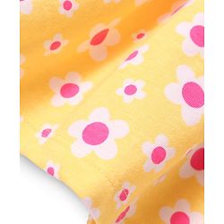Babyhug Single Jersey Knit Full Sleeves Peter Pan Collared Polka Dots & Floral Printed Flared Dress Pack of 2 - Yellow & Pink