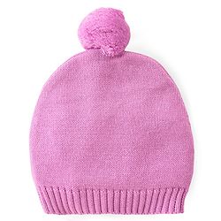 Babyhug Cotton Knit Full Sleeves Pullover Sweater Set With Cable Knit Design & Cap - Mauve